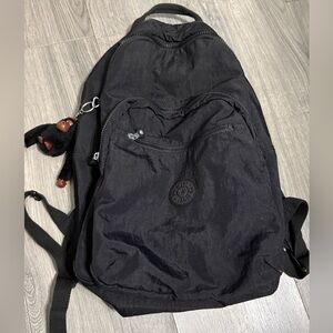 Kipling Black Backpack with Monkey Keychain